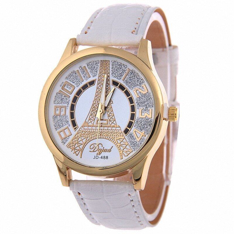 Romantic Paris Tower Casual Watch with PU Leather Strap(White) Malaysia