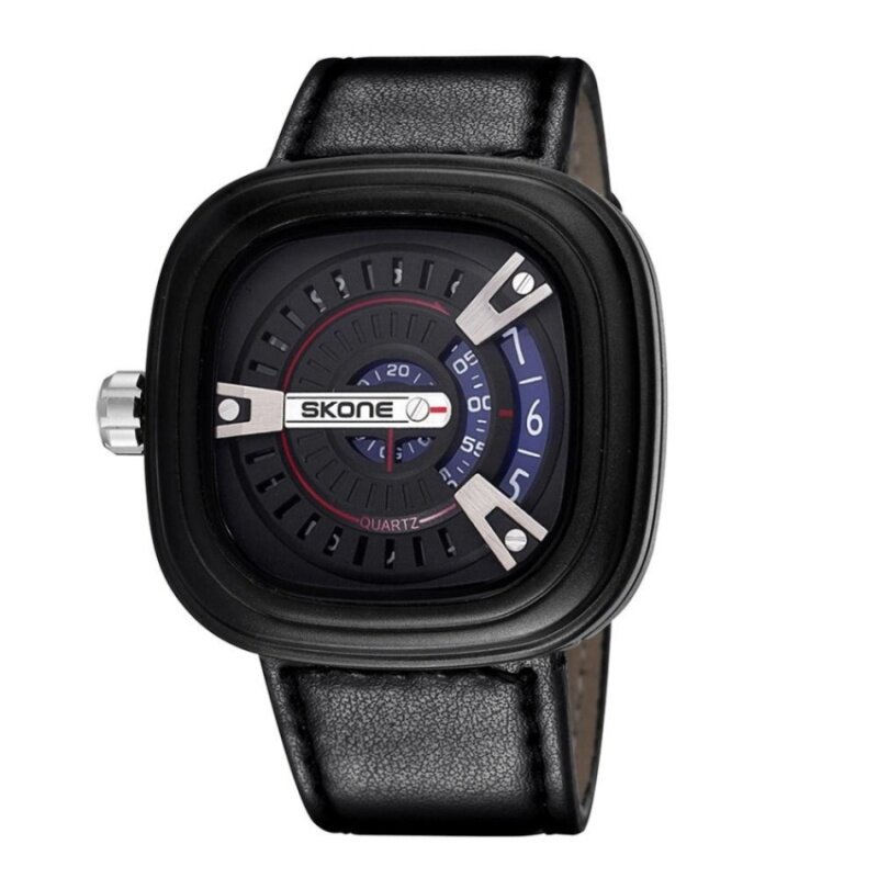 roortour SKONE 2016 Designer Big Face Square Dial Men Watches ShockResistant PU Leather Strap Watch Fashion Casual Wristwatch (blackblue) Malaysia