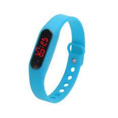 Rubber LED Womens Mens Date Sports Bracelet Digital Wrist Watch Sky Blue Malaysia