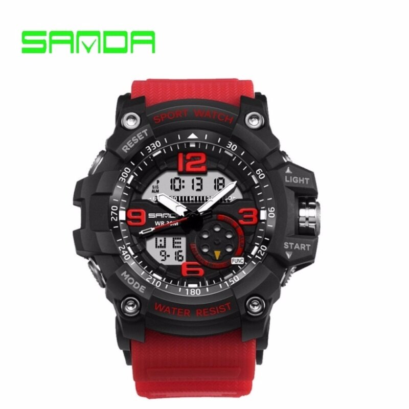 GTE SANDA Brand Watch Shock Original Brand Big LED Screen Multi-functions Digital Waterproof Sport Wrist For Military Clock (759) - 6 Colors Available - Red - Fulfilled by GTE SHOP Malaysia