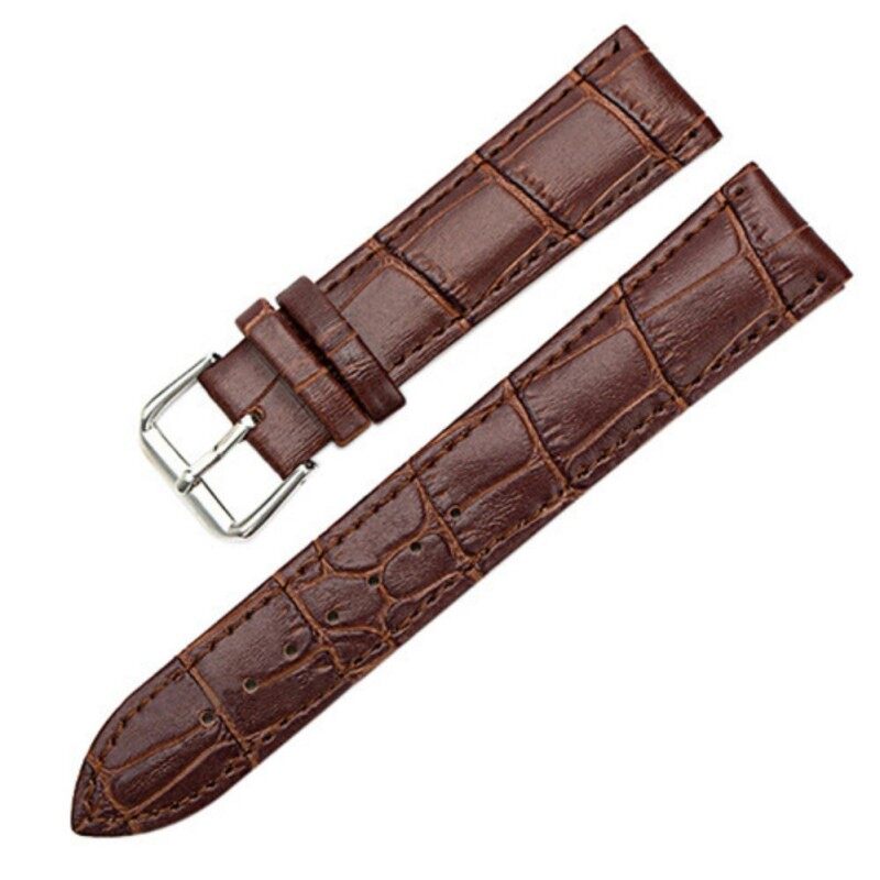 Sanwood® Unisex Faux Leather Watch Strap Buckle Band Black Brown White 18mm (Brown) Malaysia