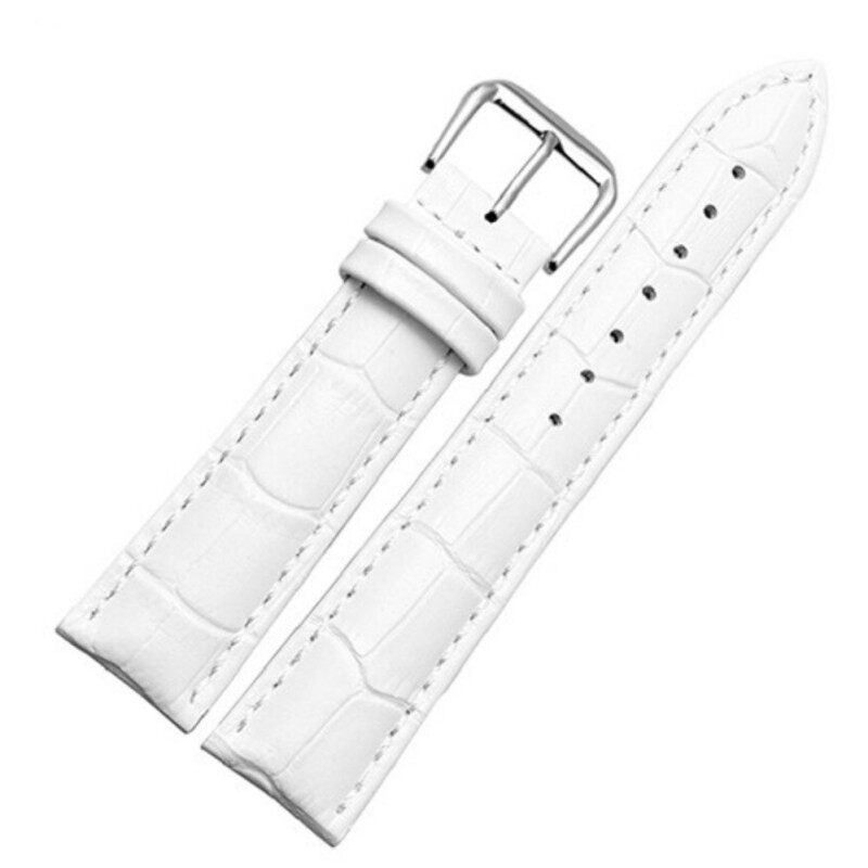 Sanwood® Unisex Faux Leather Watch Strap Buckle Band Black Brown White 18mm (White) Malaysia