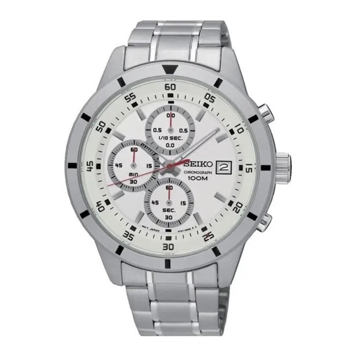 seiko men's stainless steel chronograph watch