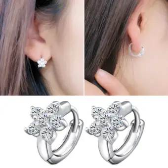 Kuhong Silver Plated Earrings Clip Female Snowflake Lazada Kuhong Silver Plated Earrings Clip Female Snowflake