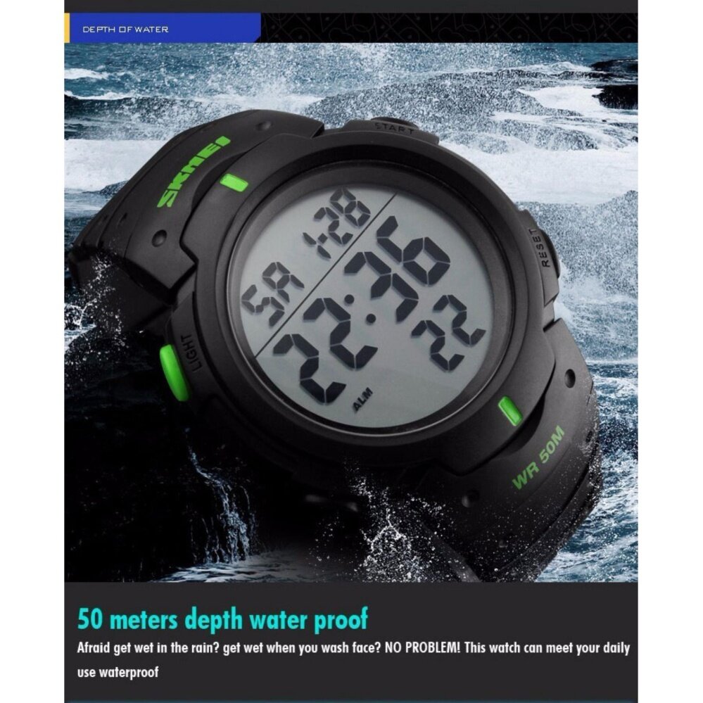 JIANMEITE Skmei 1068 Jenama Mewah Mens Sukan Jam Dive 50m Digital LED Tentera Jam Tangan Lelaki Luar Elektronik Elektronik Jam Tangan Jam Kalis Air - intl
