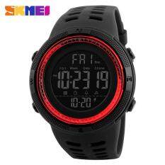 SKMEI 1251 Men Sports 50M Waterproof Countdown Double Time Watch Alarm Chrono Digital Wristwatches - Black Red