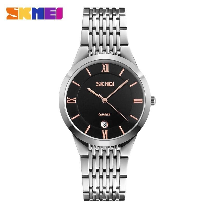 SKMEI 9139 Mens Ladies Quartz Watch Stainless Steel Waterproof Watch Black / Gold Male Malaysia