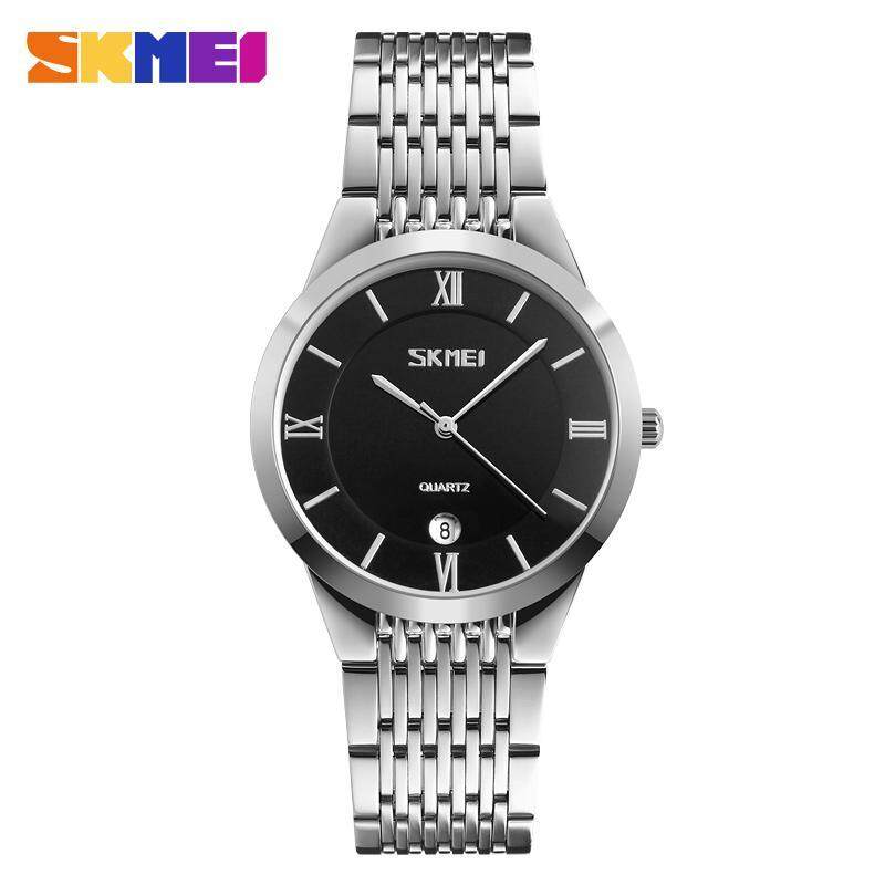 SKMEI 9139 Mens Ladies Quartz Watch Stainless Steel Waterproof Watch Black / Silver Male Malaysia