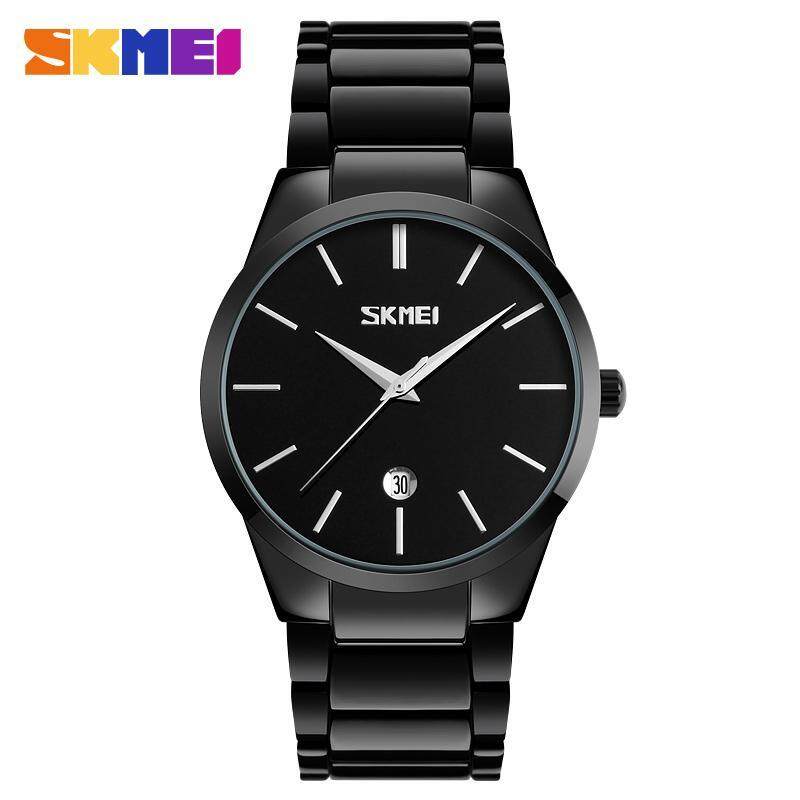 SKMEI 9140 Stainless Steel Watch Mens Uniform Watch Mens Waterproof Watch-Black Malaysia