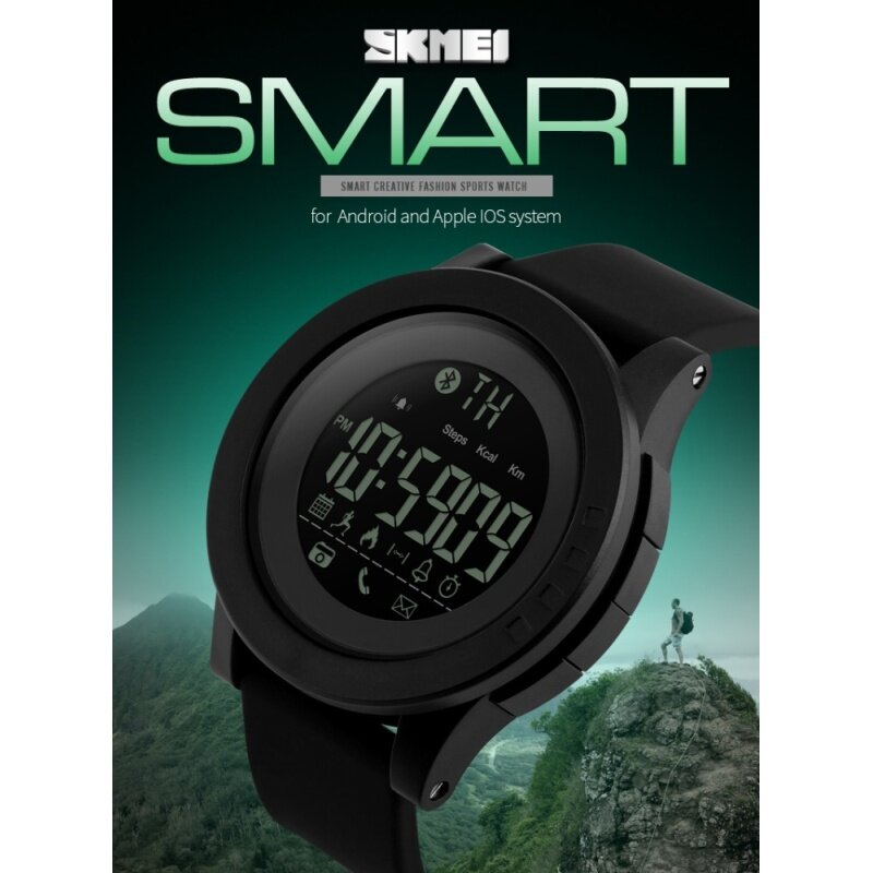 SKMEI Brand Watch Mens Women Smart Sport Watch Bluetooth Calorie Pedometer Fashion Watches Apple IOS Android Digital SmartWatch 1255 Malaysia