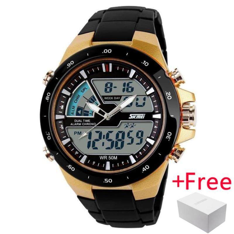SKMEI Sport Watch Jam Tangan Men Quartz Dual Display WristWatch Jam Tangan es Outdoor Alarm Chrono Waterproof Calendar Colourflu Watch Jam Tangan es 1016 Malaysia