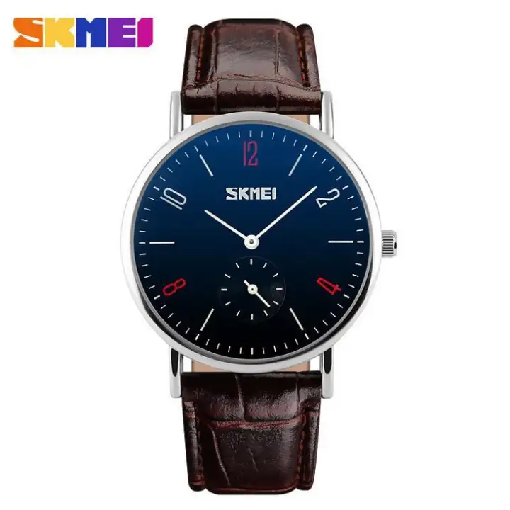 digital watch with leather band