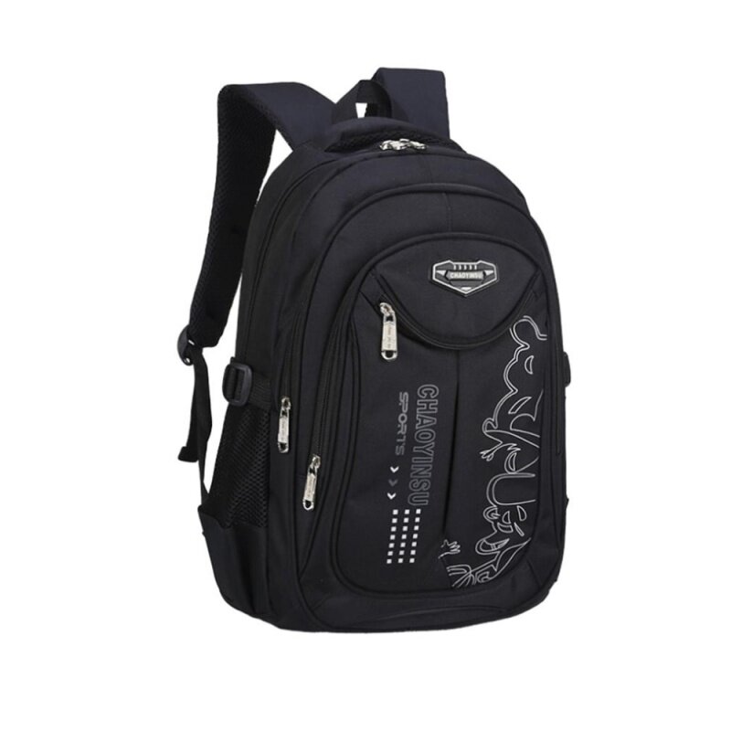 Smile YKK Kids Printed School Backpacks Children School Bags Bookbags Black L - intl