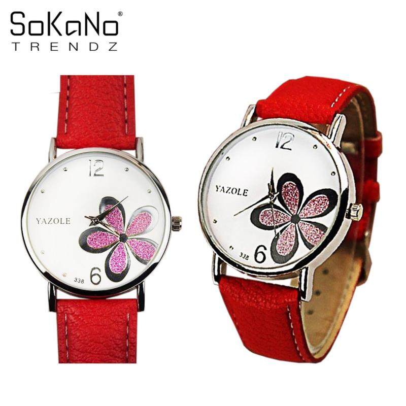 SoKaNo Trendz Yazole Woman Korean Fashion Flower Style Quartz Watch - Red Malaysia