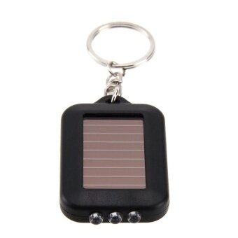 Tenaga Surya Energi 3 Ringan LED Elektrik Torch Gantungan Kunci Aksesori (Hitam)-Internasional