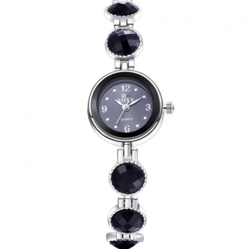SOXY 0042 Premium Black Bead Bracelet Woman Watch- Silver (Free Watch Box) Malaysia