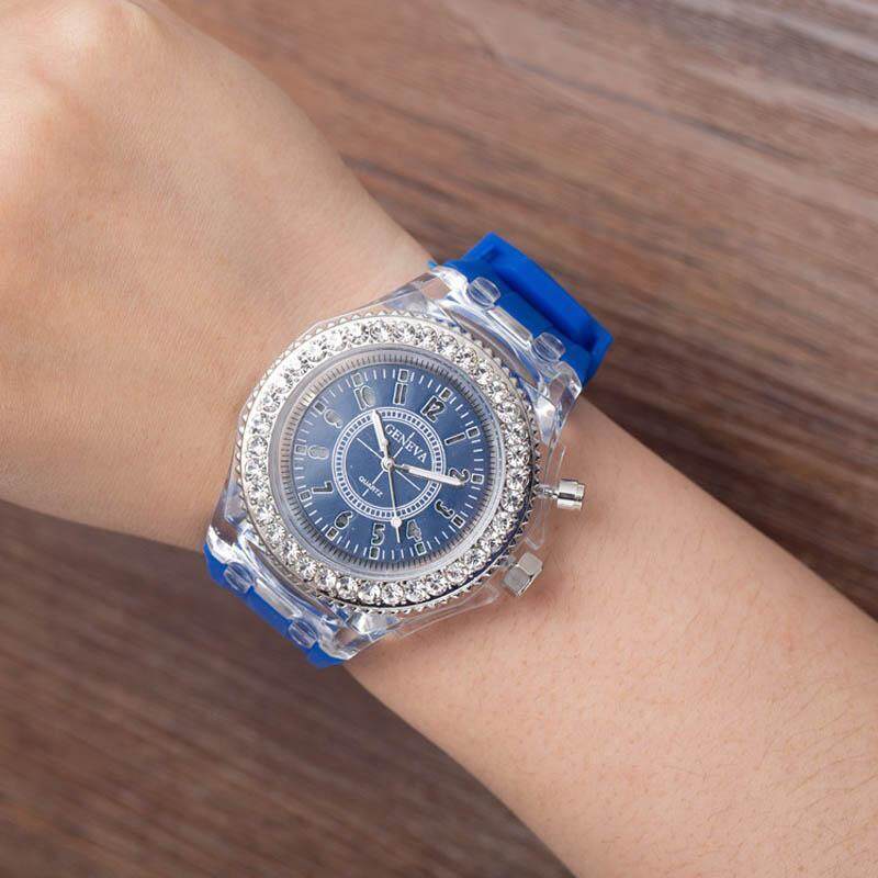 Student Luminous Light-emitting LED Fashion Campus Silicon Diamond Jelly Watch Women and Men Malaysia