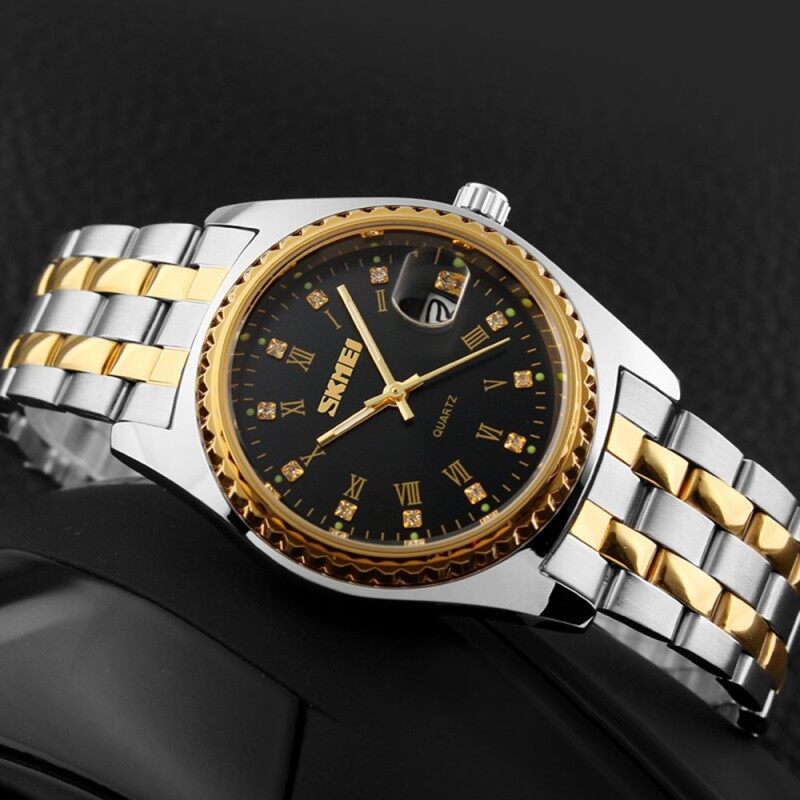 Superior De Lujo Brand Gold Casual Watches Auto Date Stainless Steel Strap Male Fashion Clock Analog Men Business Quartz Watch Malaysia