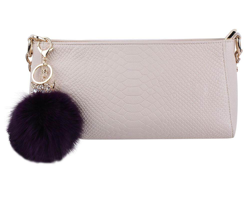 svoovs Rhinestone Pom Pom Ball Keyring Fox Keychains For Handbag Purse (Purple) - intl