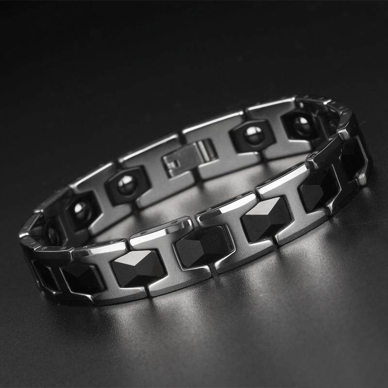 Tungsten Baja Emas Magnet Germanium Batu Kesehatan Modis Perhiasan Tungsten Emas Laki-laki Gelang-Internasional