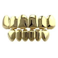 TwinkleStar Women Men'S Personality Fashion Teeth Grillz Rapper Hip-Hop Shiny False Teeth Color:Gold