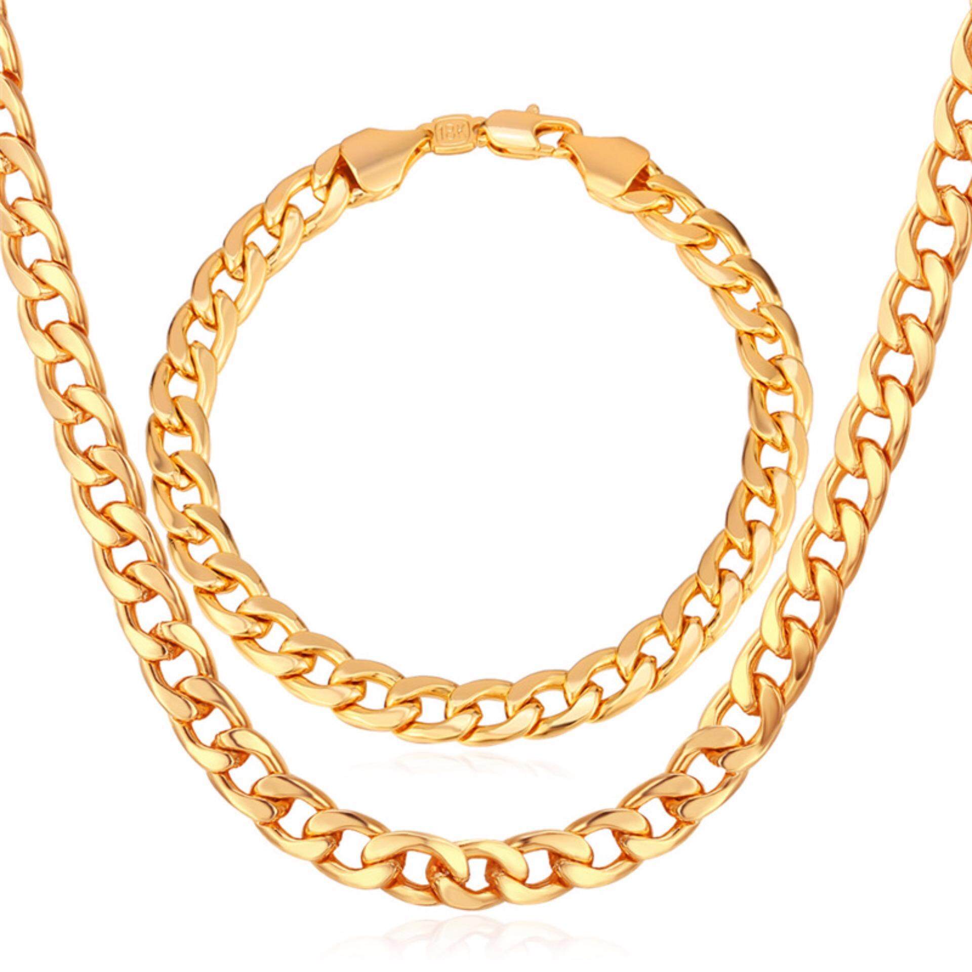 mens necklace and bracelet set gold