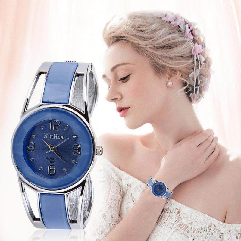 Nơi bán Ubest Fashionable Women Bracelet Style Quartz Stainless Steel Analog Wristwatch Navy Blue