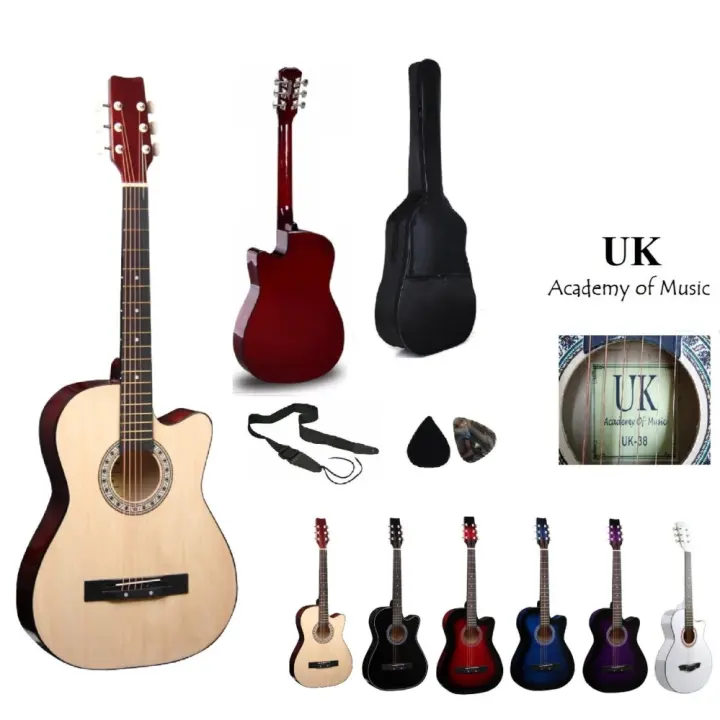 38 Inch Acoustic Guitar Case - Uk Acoustic Guitar 38 Inch Natural Bag 2 Picks Strap Lazada