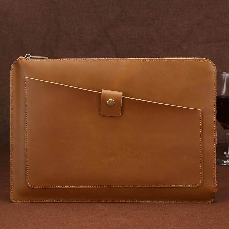 Universal Genuine Leather Business Laptop Tablet Zipper Bag, For 13.3 inch and Below Macbook, Samsung, Lenovo, Sony, DELL Alienware, CHUWI, ASUS, HP(Yellow) - intl