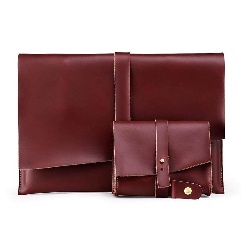 Universal Genuine Leather Business Power Adapter Laptop Tablet Bag with Cable Winder, For 13.3 inch and Below Macbook, Samsung, Lenovo, Sony, DELL Alienware, CHUWI, ASUS, HP (Rufous) - intl