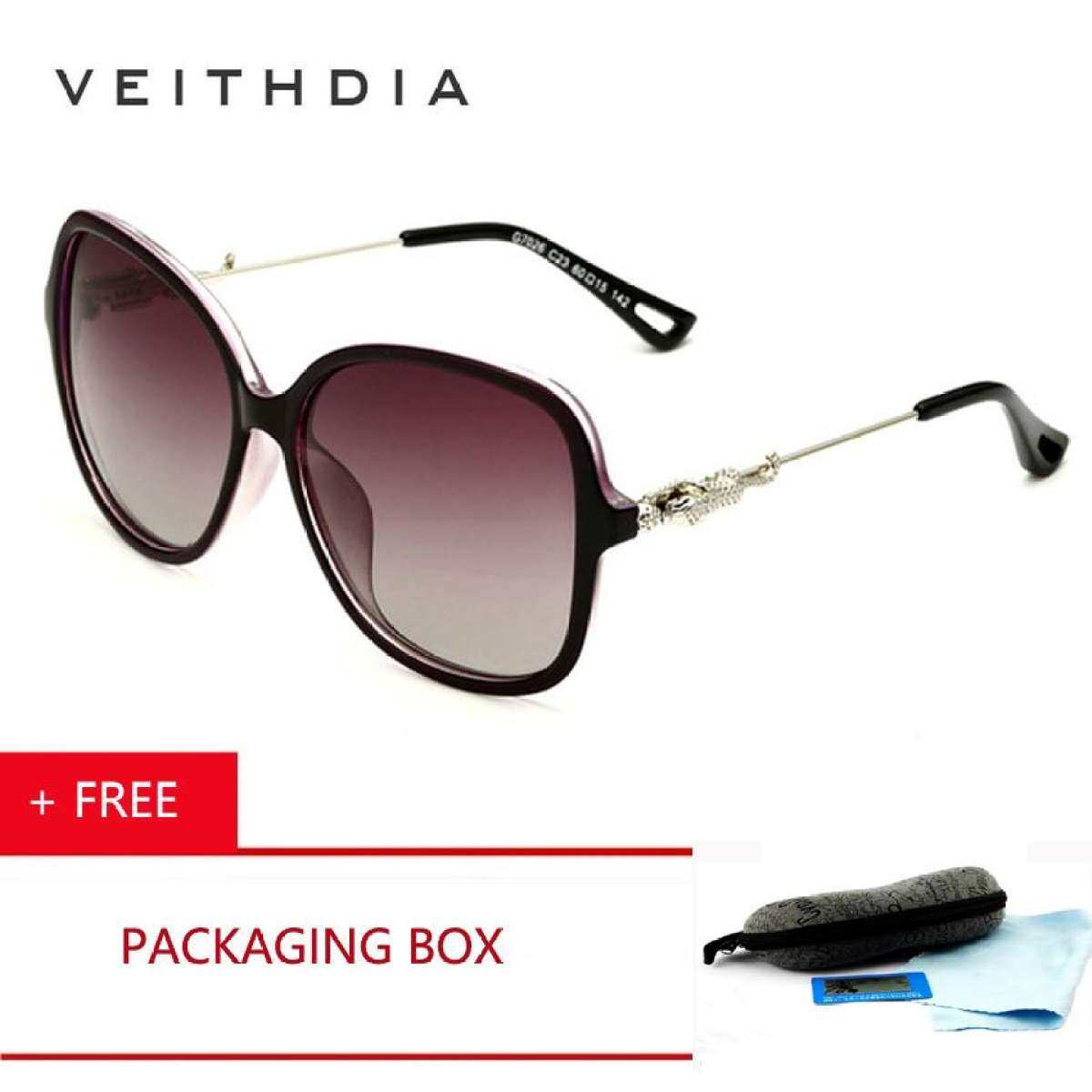 VEITHDIA Jenama Mode HD Cermin Memandu Vintaj TR90 Wanita Cermin Mata Hitam Polarizer Cik Jenama Wanita Cermin Mata Hitam Wanita gelas Aksesori PA7026