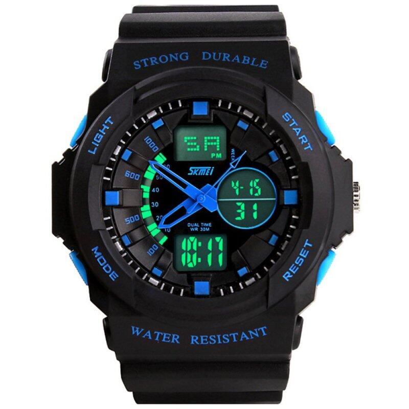 Waterproof LED Digital Sports Military Wrist Watch Stopwatch Dual Time Zone Display Wristwatch for Men Blue Malaysia