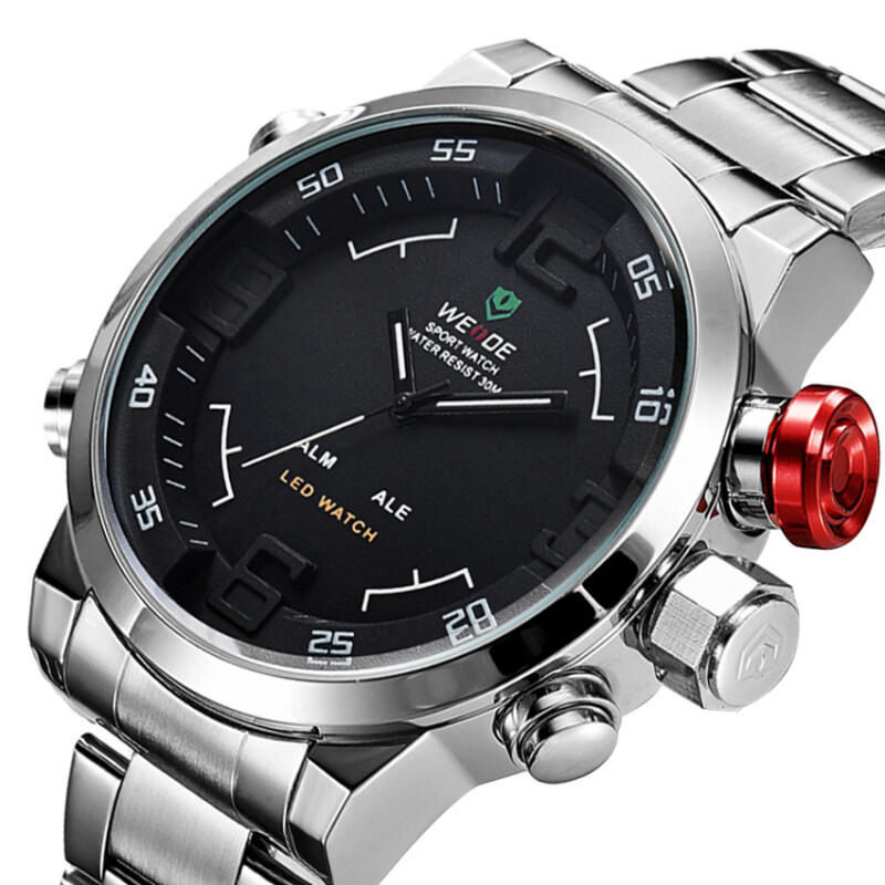 niceEshop Mens Dual Time Display Sports Wrist Watches(SilverBlack) Malaysia