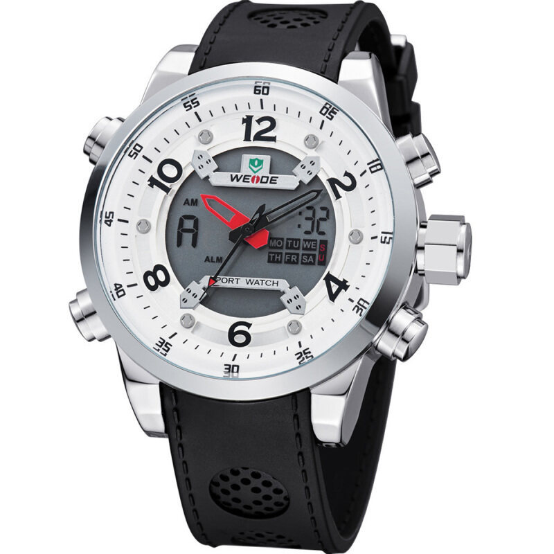 WEIDE WH3315 Mens Waterproof Outdoor Sport LCD Digital Analog Wristwatch w/ Alarm / Back Light - White (1 x LR626) Malaysia