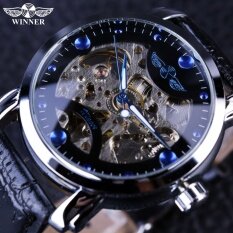 Winner Black Skeleton Designer Blue Engraving Clock Men Leather Strap Mens Watches Top Brand Luxury Automatic Watch Montre Homme Malaysia