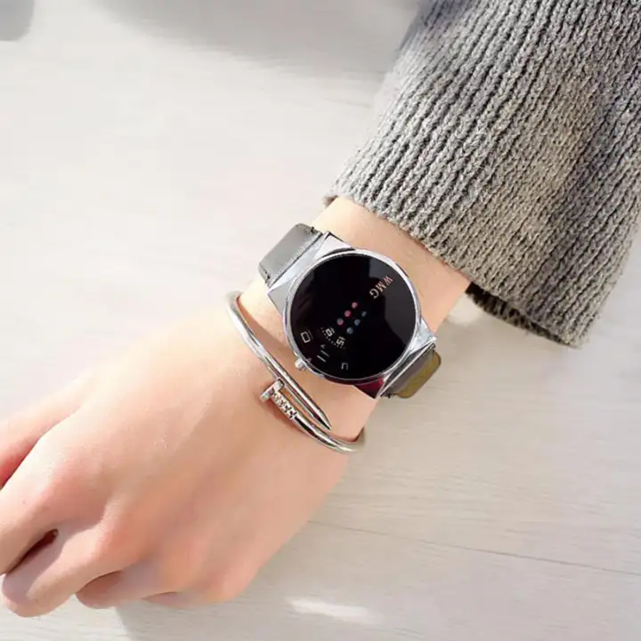 women's digital watch leather band