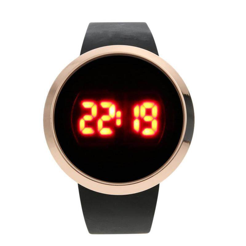 Women Men Electronic Watches LED Touch Alloy Watch Digital Wristwatch(Black) Malaysia