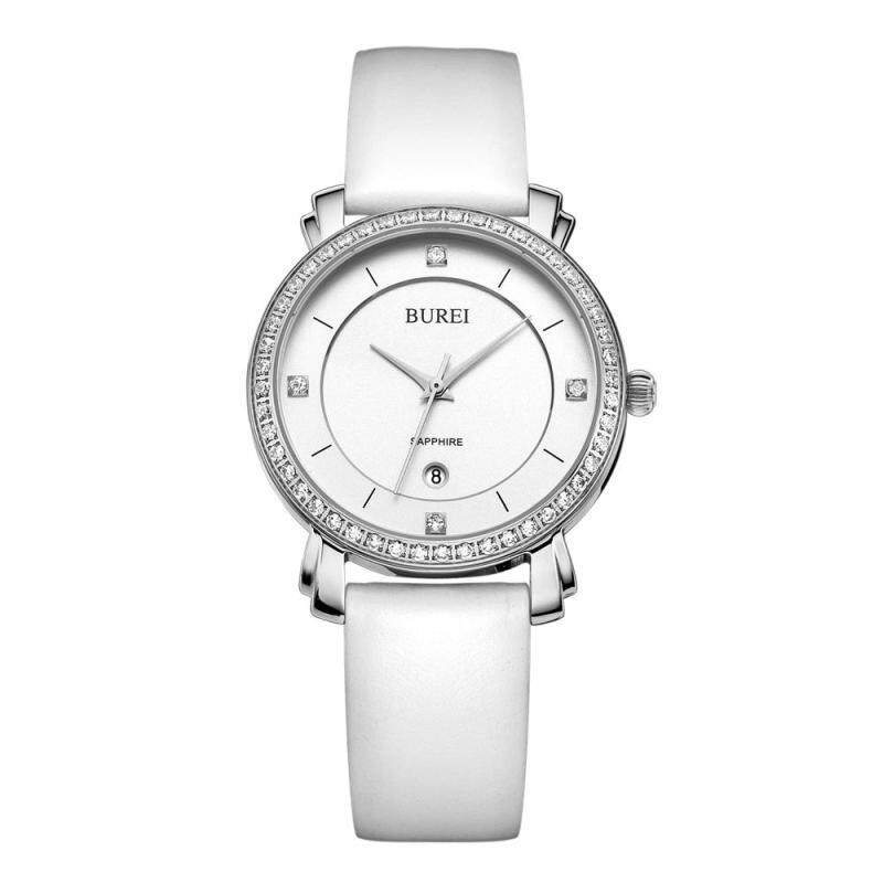 Nơi bán woowof Korean female students watch treasure shuttle genuine diamond quartz watch watch simple Leather Watch Strap Ladies waterproof watch (SilverWhite) - intl