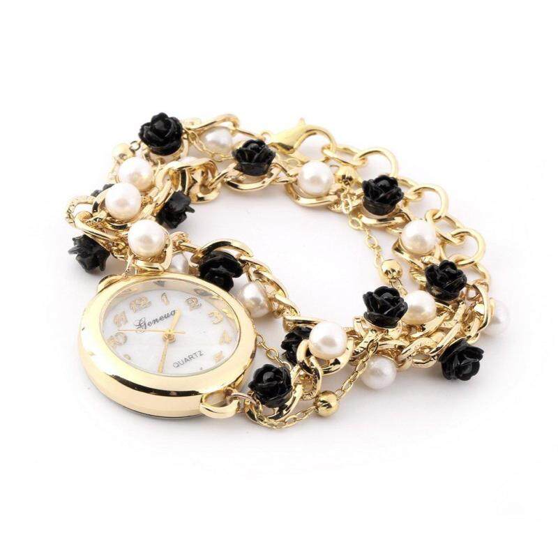 ERA Fashion Woman Girl Double Layers Pearl Rose Flower Bracelet Wrist Watches Malaysia
