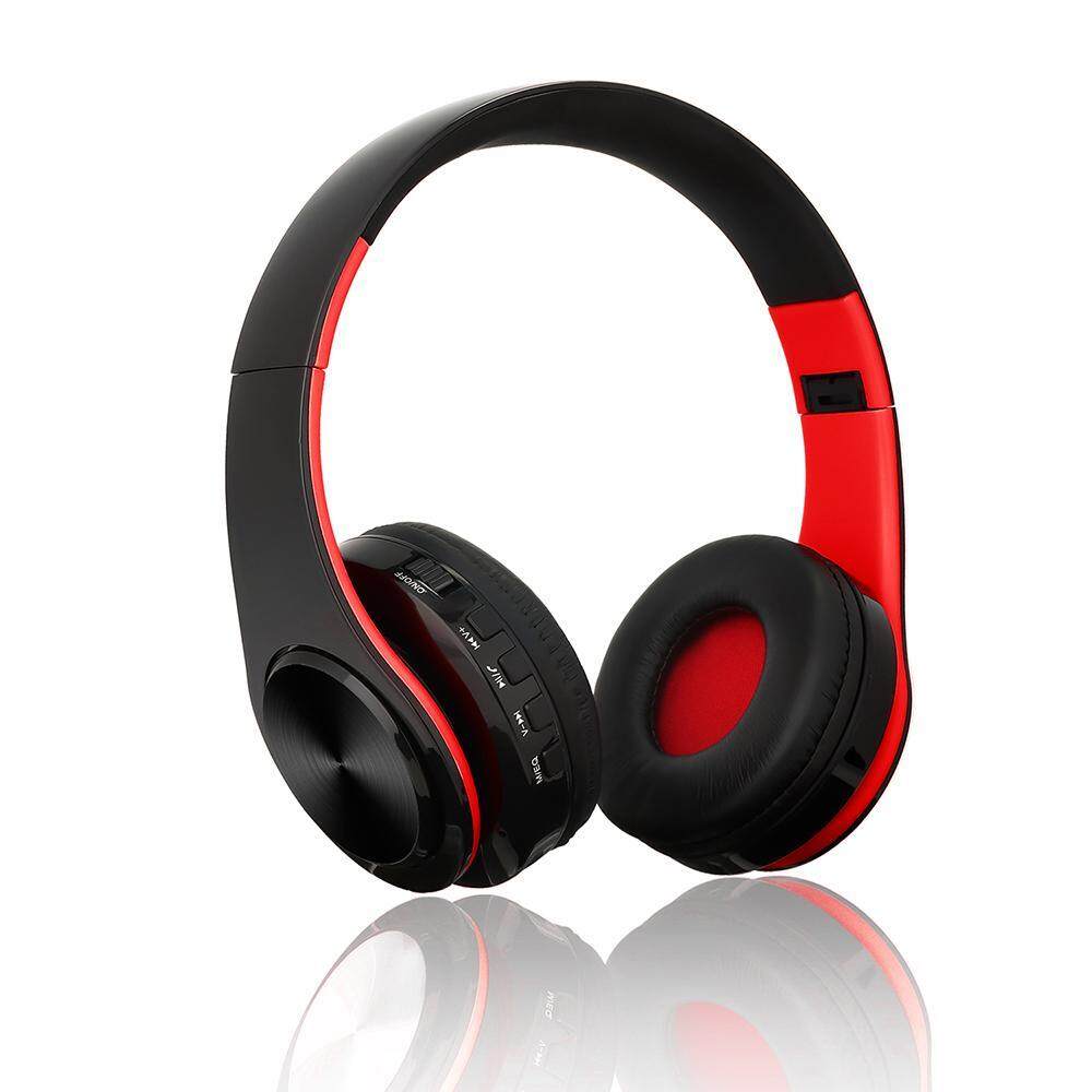 yydsop Bluetooth Headset, Foldable Over-ear Wireless Wired Stereo Headphone Support TF Card Noise Cancelling Built-in Microphone Hands-free Phone Calling Sports PC Gaming Earphone - intl