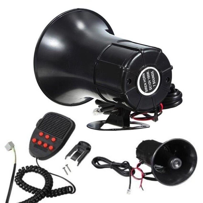 ZR Ishowmall 100 W 12 V 7 Suara Loud Mobil Alarm Peringatan Polisi Api Siren Klakson Pa Pembicara Sistem- internasional