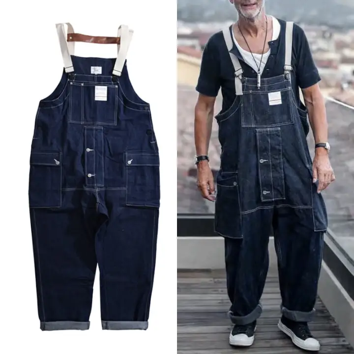 mens blue denim overalls