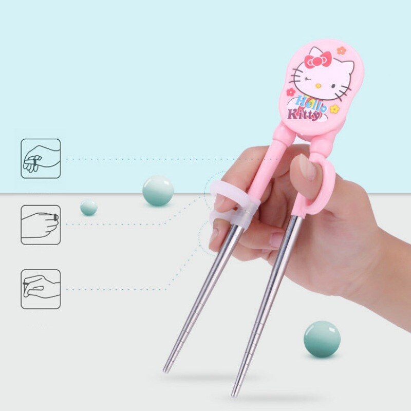 Baby Training Equipment Set Kids Learning Tableware, Stainless Steel Practice Chopsticks Fork Spoon Household Tableware