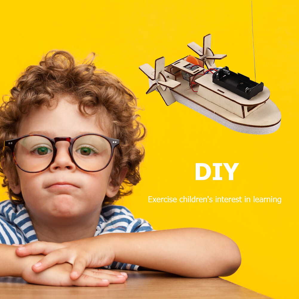 DIY Paddle Wheel Ship Model Kids Students Remote Control Assembling Toys
