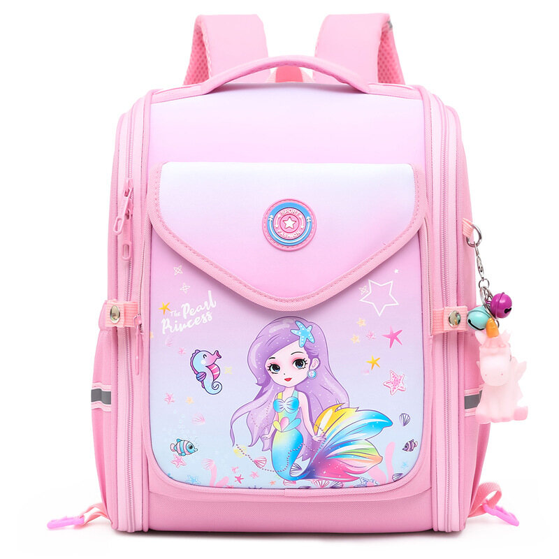 YA ZHOU LONG primary school student trolley school bag to reduce the load and protect the spine children's backpack mermaid first grade primary school school bag