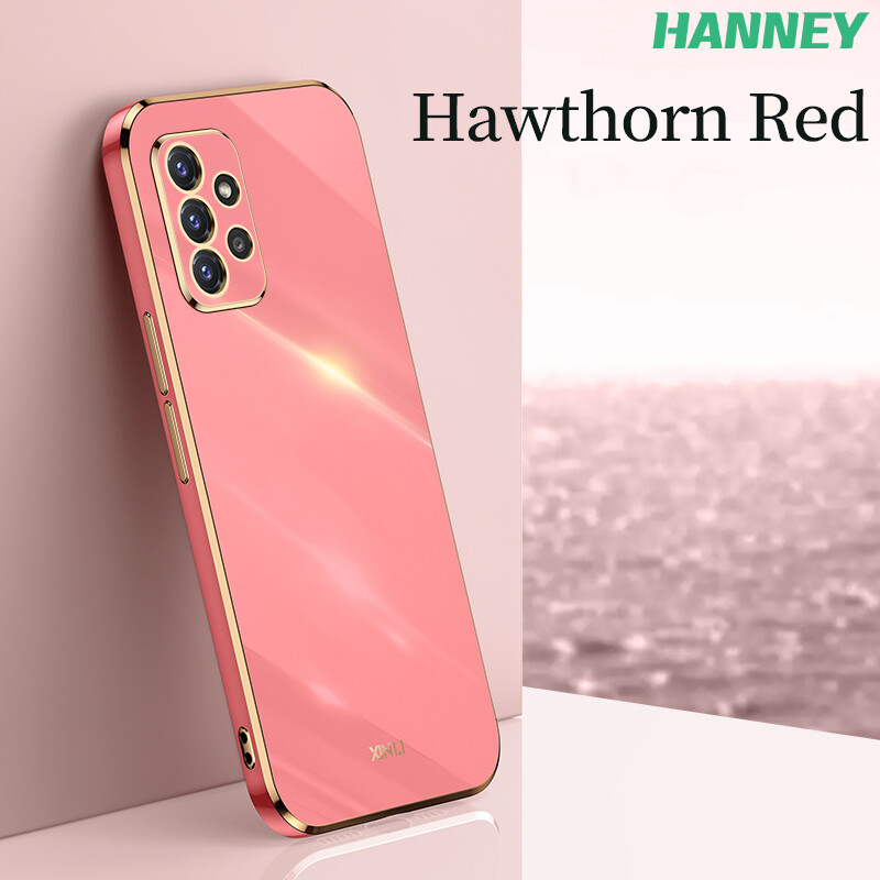 HANNEY For Samsung Galaxy A24 A13 A34 A54 A14 A04 A04S A23 A33 A53 A73 A52 A52S A72 A32 A03 A22 A21S A51 A71 A50 A50S A30S A02S A03S A70 A20 A30 A20S A10S M32 M23 M33 M53 4G 5G Phone Case Square Plating Shockproof Soft Silicone Back Cover Casing XL-03
