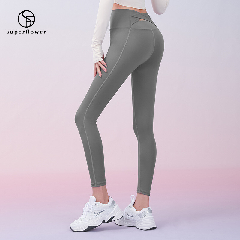 SUPERFLOWER Quần Legging Nâng Hông Cạp Cao Chéo Eo Không Đường May Tập Thể