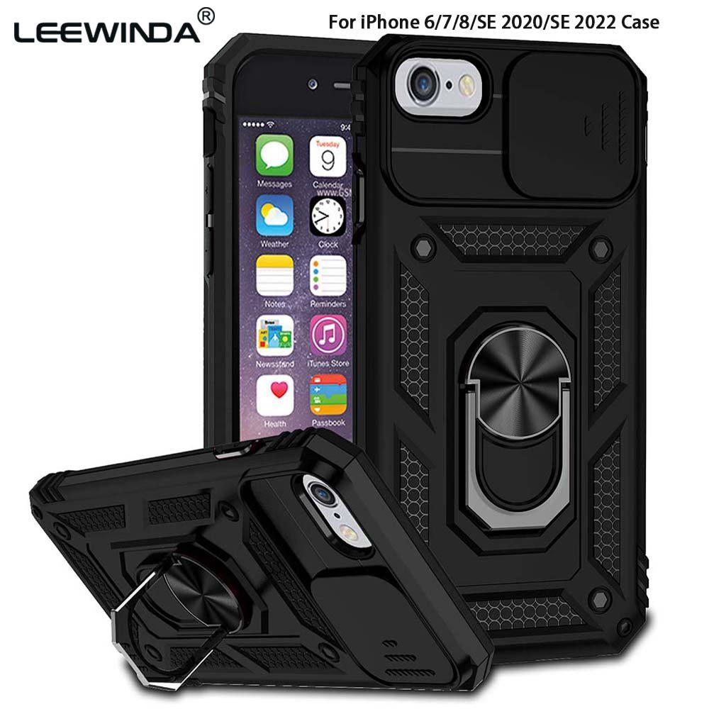For iPhone 6/7/8/SE 2020/SE 2022 Phone Case,Sergeant Push Window Protection Camera Armor Ring Bracket Back Cover
