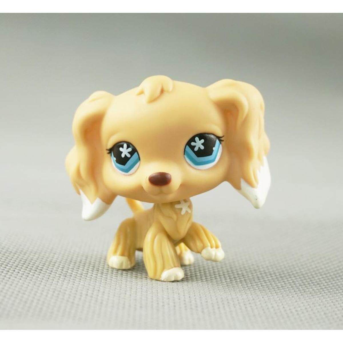 LPS Littlest Pet Shop White Dipped Tan Cocker Spaniel Dog #748 Star Eyes Toys