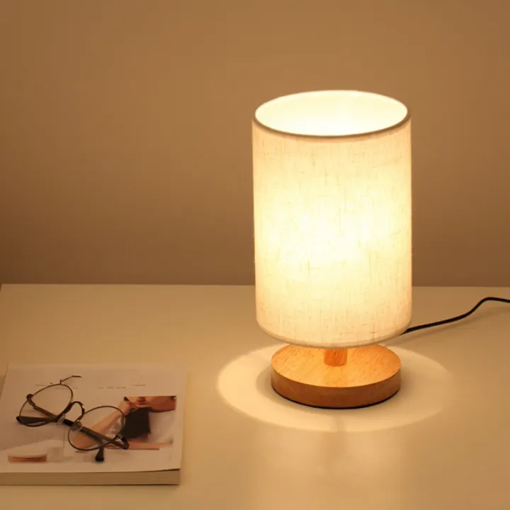 wooden bedside table lamp
